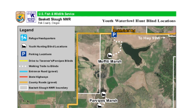 Baskett Slough National Wildlife Refuge Youth Waterfowl Hunt Blind Map