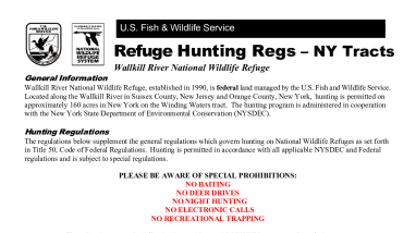 2025 Hunt Regulations and Map for New York Tract of Wallkill River National Wildlife Refuge