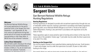 San Bernard NWR - Sargent Permit Waterfowl Hunt Regulations