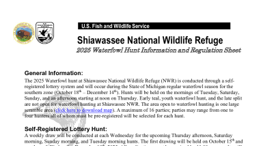 2025 Shiawassee NWR Waterfowl Hunt Info Sheet