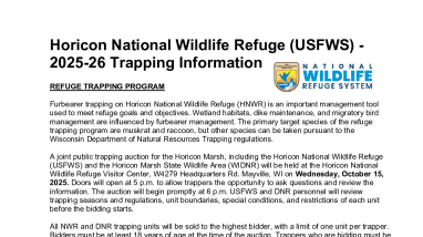 Horicon National Wildlife Refuge 2025-26 Trapping Information