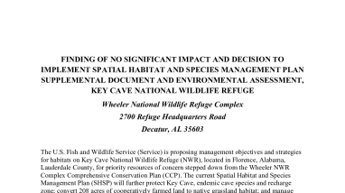 Key Cave NWR - FONSI for SHSP EA