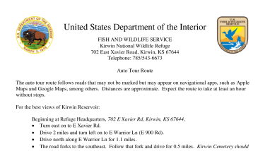 Kirwin NWR Auto Tour Route