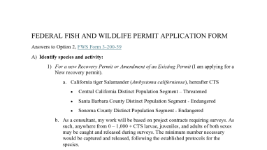 Example of a Standard Application for a Recovery Permit