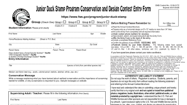 Junior Duck Stamp Conservation Design Contest Entry Form