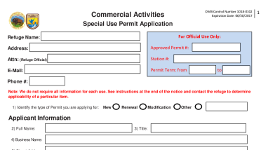 Commercial Activities Special Use Permit Application FWS Form 3-1383-C