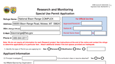 Special Use Permit – Scientific Research 1383R National Bison Range