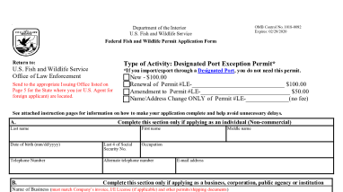 3-200-2 Designated Port Exception Permit Form