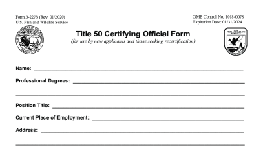 Title 50 Certifying Official Form 3-2273