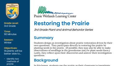 3rd Grade Winter Restoring the Prairie