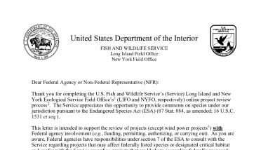 No-Effect Monarch Letter, Signed for Federal Agencies 