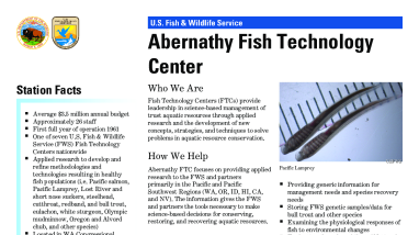 Abernathy Fish Technology Center Fact Sheet