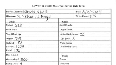 2023 Bi-Monthly Waterfowl Surveys