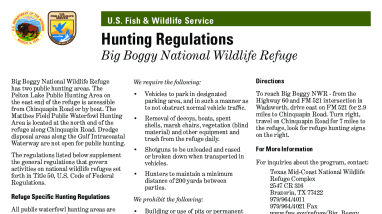 Big Boggy NWR - General Waterfowl Hunting Regulations