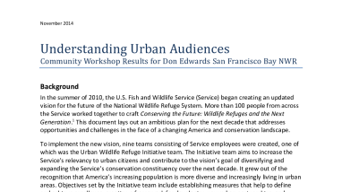 Understanding Urban Audiences; Community workshop results for Don Edwards San Fancisco Bay National Wildlife Refuge