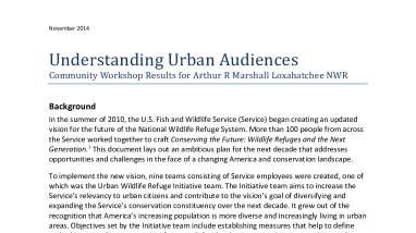 Understanding Urban Audiences; Community workshop results for Arthur R Marshall Loxahatchee National Wildlife Refuge