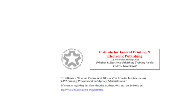 GPO Printing Procurement Glossary