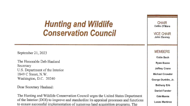 Letter to DOI Secretary Deb Haaland regarding the Departmental land