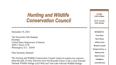 Letter to DOI Secretary Deb Haaland regarding Water Management Issues