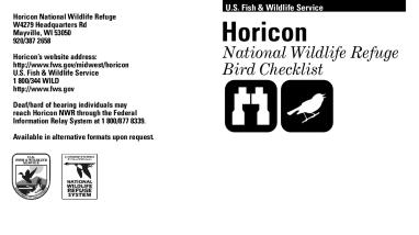 Horicon National Wildlife Refuge bird checklist