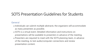 SOTS Presentation Guidelines for Students