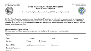 YCC Medical History Form