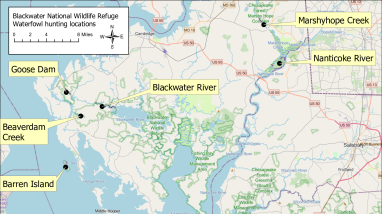 Blackwater NWR Waterfowl Hunt Locator Map