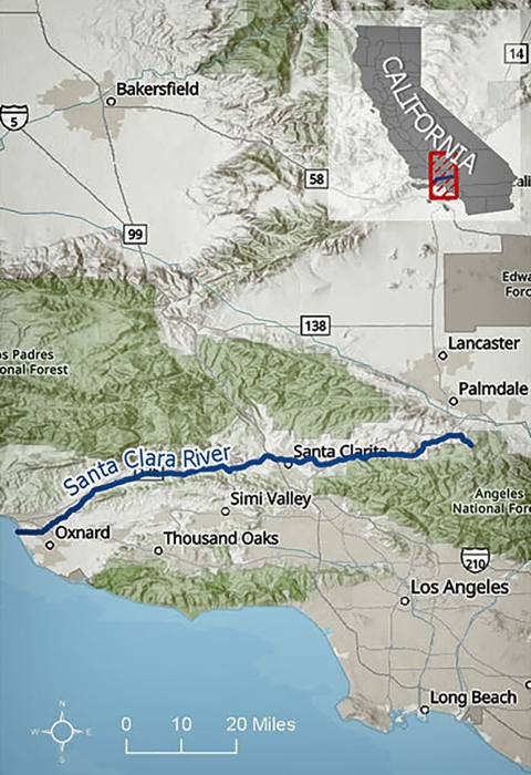 A map of the Santa Clara River