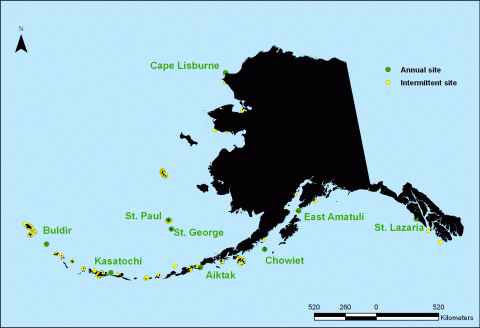 map of Alaska highlighting islands