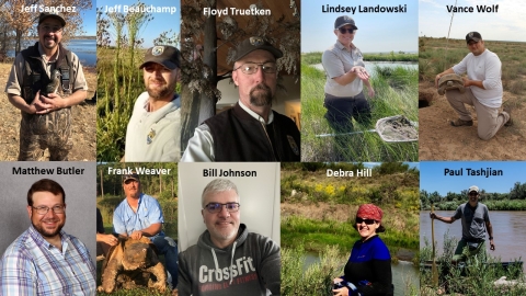 Montage of Bitter Lake National Wildlife Refuge Endangered Springsnail Team members.