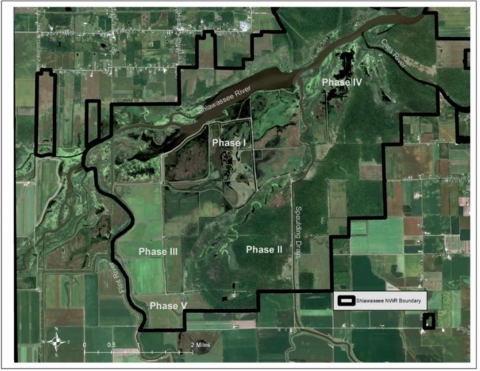 August 2021 satellite image of Shiawassee Refuge shows the conversion ...
