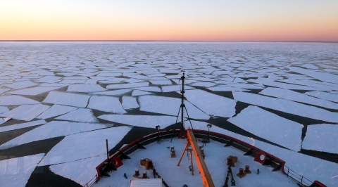ship deck and broken ice from above