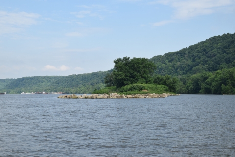 Georgetown Island with riprap designed to grow the island to the original size