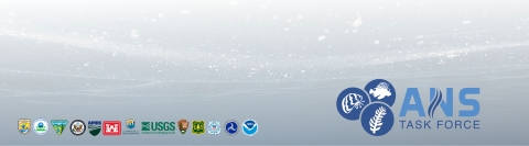 Aquatic Nuisance Species Task Force banner with partner logos and aquatic nuisance species logo 