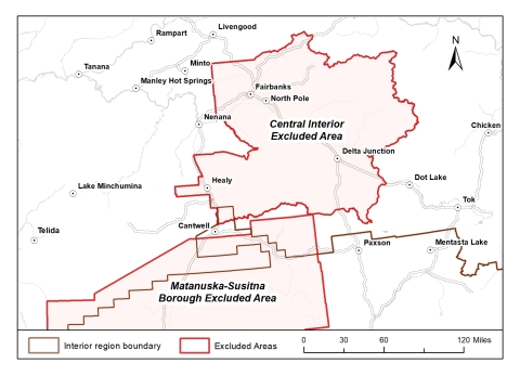 Map of Interior Region of Alaska for Spring Summer Migratory Bird Subsistence Harvest
