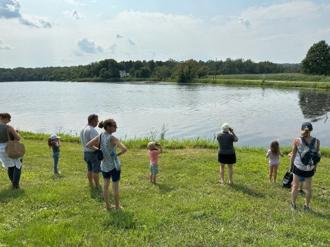 Viewing birds on Owen's Station Lake
