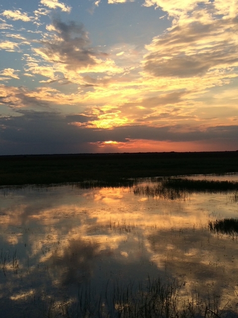 Sunset over a Texas wetland