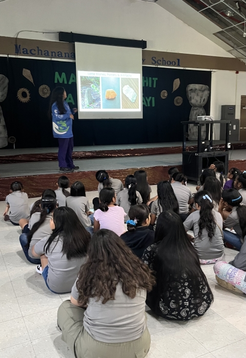 Kupu Member Maria presents about Guam NWR's cultural heritage to local elementary students 