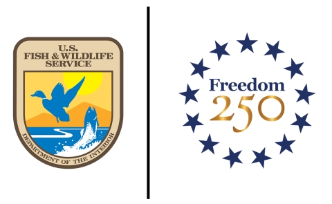 USFWS logo along with Freedom 250 logo