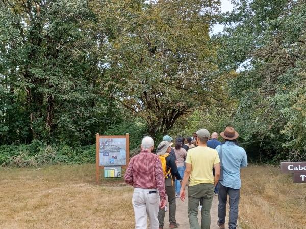 Visitors taking a stroll on a trailhead