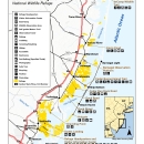A map of the public uses and amenities available to visitors across Edwin B. Forsythe National Wildlife Refuge