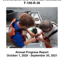 Cover of Connecticut River Basin Annual report for 2021 with image of surgical implant of acoustic tag into a Blueback Herring in April of 2021 for the migration and movement study done cooperatively with the United States Geological Survey’s. Conte Anadromous Fish Research Center