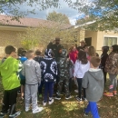 Students gathered at informational booth