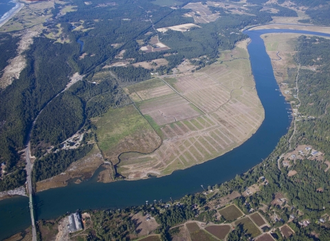 Aerial View of the Ni-les'tun Marsh Restoration in 2009