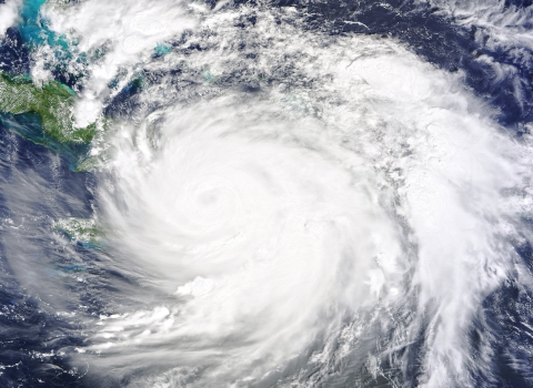 Satellite view of a large hurricane