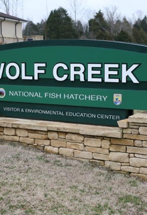 Front sign at Wolf Creek National Fish Hatchery