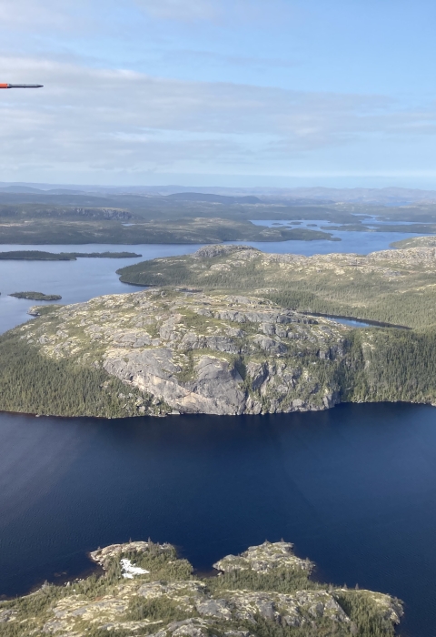 aerial view of mountains and lakes