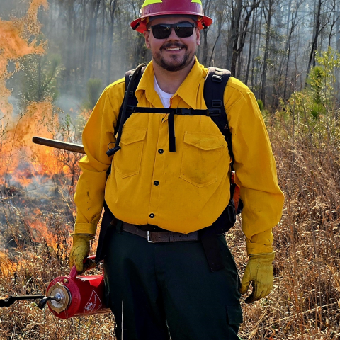 Matthew Hodges working a controlled burn.