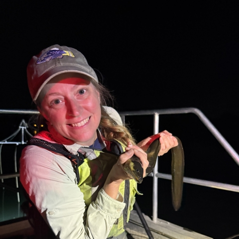 Laurie Earley with American Eel