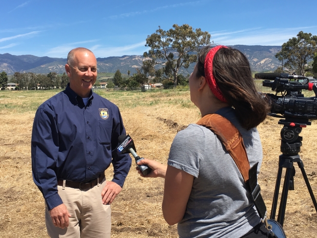 Steve interviewed by KEYT at North Campus Open Space_Photo by Ashley ...